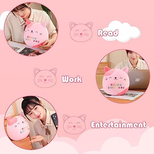 SQEQE Cat Plush Cuddly Birthday Cat Stuffed Animal Toy Soft Kitty Plush Pillows Cartoon Cat Plushies Doll Gift for Kids Birthday (Pink, 10 inch) 5 515L0ic0AOL. AC