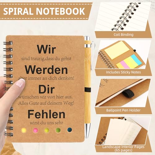 5 Stück Abschiedsgeschenk Kollegen, 5 in 1 Abschied Kollegin mit Notizbuch, Stift, Schlüsselanhänger, Umschlagkarte, Segen Abschied Kollegin für Ruhestand, Kollegen Geschenk für Männer und Frauen