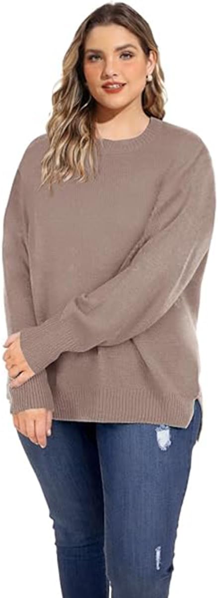 TIYOMI Plus Size Sweaters for Women Oversized Pullover Crewneck Sweater Knit Side Split Casual Sweaters Fall Winter XL-5XL - Image 2