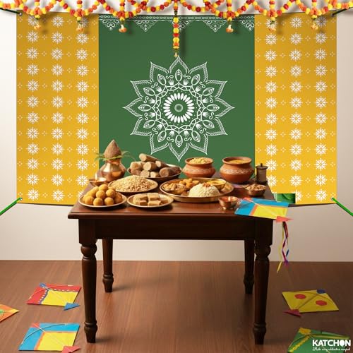 Image of KatchOn, Xtralarge Indian Traditional Backdrop - 7.5X5 Feet | Maha Shivaratri Backdrop | Indian Photo Backdrop for Haldi, Wedding, House Warming, Ugadi, Rama Navami | Annaprasana Decoration Backdrop