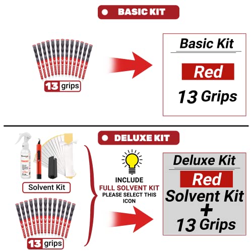 Saplize ESG2-CL03S-RDMD13@#A10 Cross Corded Golf Grips 13 Pack, Low Taper Design, Multi-Compound Hybrid Golf Club Grips, 13 Grips With All Kits, Midsize thumb #2