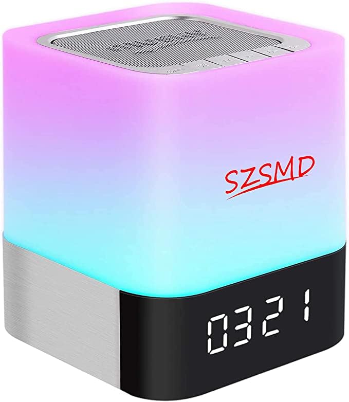 SZSMDTouch Control Bedside Lamp with Wireless Bluetooth Speaker, Dimmable Warm White Table Lamp and RGB Colour Changing LED Speaker Mood Light, Best Gift for Women, Men, Teens