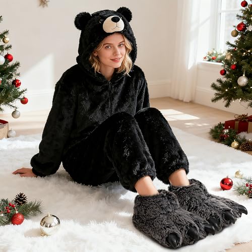 ULTRAIDEAS Animal Paw Slippers for Women and Men, Funny Claw Slippers for Adult and Kids, Unisex Cute Costume House Shoes（Black Bear Paw, Size 5-6 Women, Size 3-4 Men） by ULTRAIDEAS - Image 2