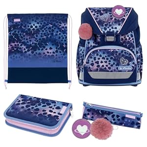 herlitz Schulranzen Set 6-teilig Wild Cat UltraLight XL Ergonomische Schultasche 1.Klasse Junge Mädchen Kinder 22 L