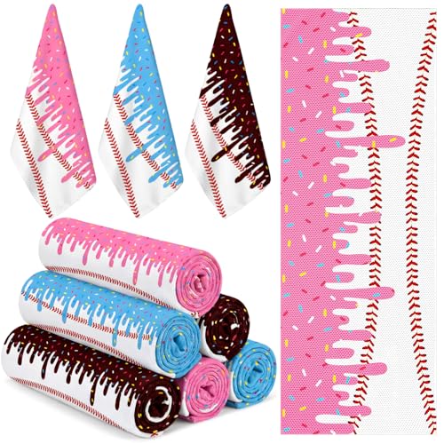 HunnmingRe 12 Counts Baseball Ice Cream Drip Cooling Towels 32 x 12 Sports Breathable Chilly Ice Fast Drying Towel Cool Training Sweat Rag for Coach Sport Party Favors Team Gift