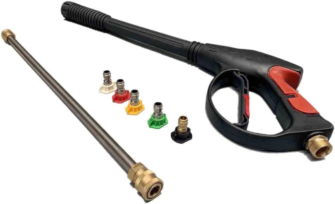 8-Part Pressure Washer Accessories Kit with 19 Inch Wand, 5 Nozzles, 4000 PSI Gun, 26Ft Hose