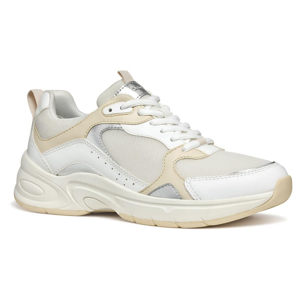 Geox D ZARVIA A, Women’s Sneaker, White/Papyrus,