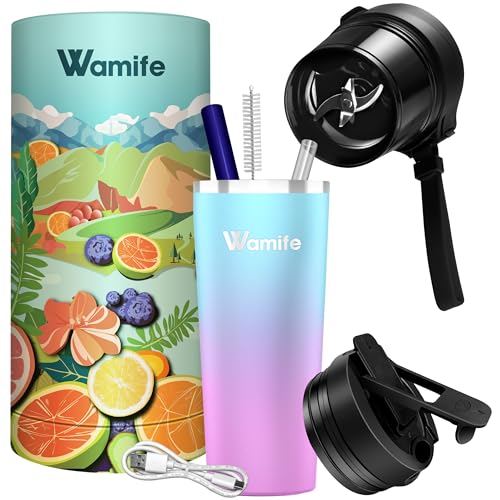 Wamife Portable Blender 16oz personal blender-Portable Blender for Shakes and Smoothies,USB-C Rechargeable,Durable Stainless Steel Blades for Powerful Blending Performance,for office gym-Cotton Candy by Wamife - Used condition - US$28.97