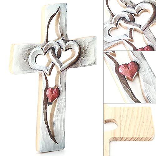 Hztyyier Houten muur opknoping kruis houten kruis muur decoratie, opknoping muur kruis, Jezus Christus muur kruis voor thuis woonkamer decor accessoire - Image 6