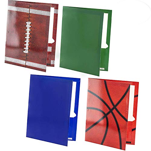 Premium 2 Pocket Laminated Folders 4 Pack. Our 3 Hole, 12-1 2 x 9-1 2 inch Portfolios Fit Easily Into Any Students Standard School Trapper Keepers Or Binders. Essential Supply for Homework and Notes