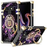 Wollony for Galaxy Note 9 Square Case with Kickstand Ring Stand Luxury Retro Case for Women Girls...