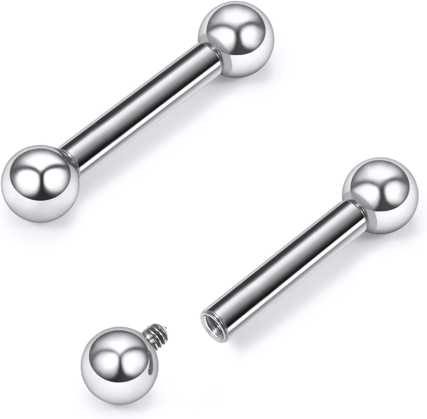 16G-2G ASTM F136 Titanium Internally Threaded Nipple Tongue Rings Piercing Jewelry Straight Industrial Earring Barbell G23 Titanium Nipple Tongue Bars Piercing Jewelry for Women Men 12MM-40MM