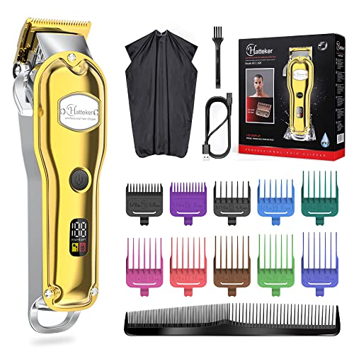 Hatteker Tondeuse à Cheveux Professionnelle Tondeuse à Cheveux Hommes Tondeuse à Barbe Tondeuse De Précision Tondeuse à Cheveux Longs Hommes étanche IPX7 Or Cover