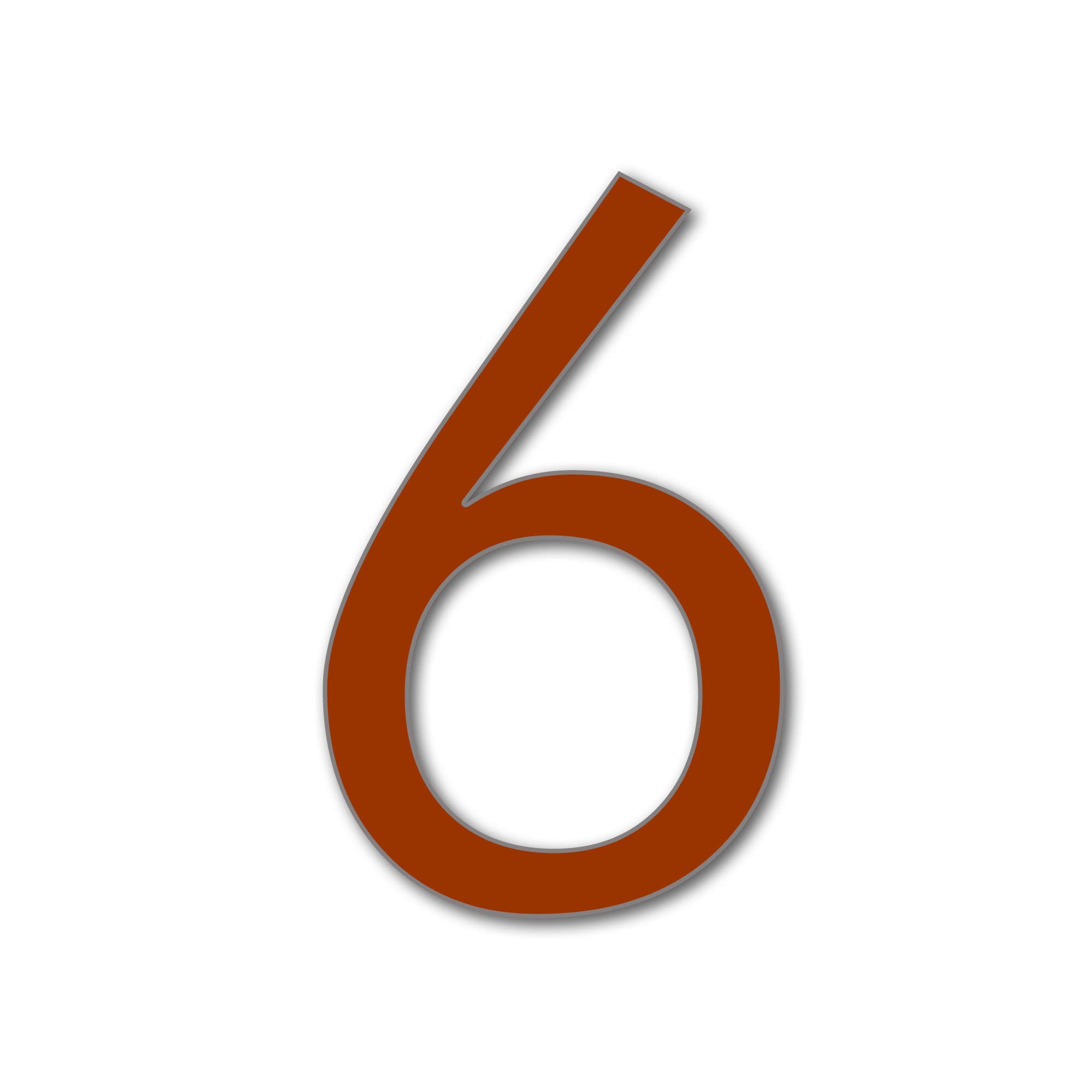 House Number 6 FUTURA Door Numbers in 3 Sizes (15, 20, 25cm / 5.9, 7.8, 9.8in) Modern Floating House Number Acrylic incl. Fixings, Colour:Brown, Size:25cm / 9.8'' / 250mm