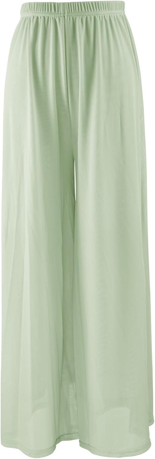 Daydance Women Palazzo Pants Loose 2 Layers Side Slit Loungewear for Dance, Ballet, Yoga - Image 4