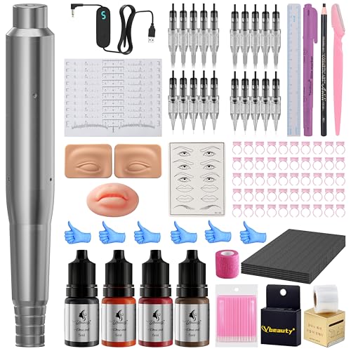 Microblading Tattoo Gun Kit for Beginners, YBEAUTY Complete Wired Tattoo Pen Set with 20Pcs