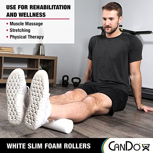 Cando Slim White Pe Foam Rollers For Exercise, Fitness, Muscle Restoration, Massage Therapy, Sport Recovery And Physical Therapy For Home, Clinics, Professional Therapy 3" X 12" Round #TOP3