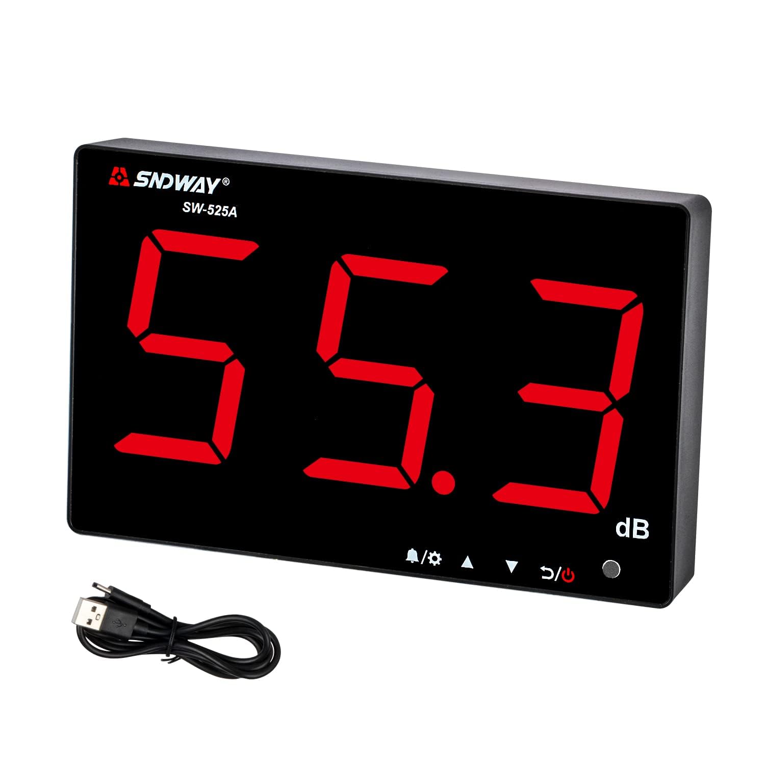LEERCHUANG Sound Level Meter, Wall Mounted Hanging Decibel Meter W Large Screen Red LCD Display, Alarm, USB Powered Noise Meter(30dB-130dB)-image-8