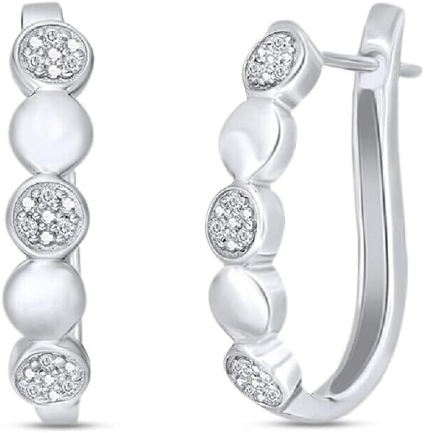 1.50Ct Round Cut Cubic Zirconia 14k White Gold Plated 925 Sterling Silver Hoop Earrings For Womens.