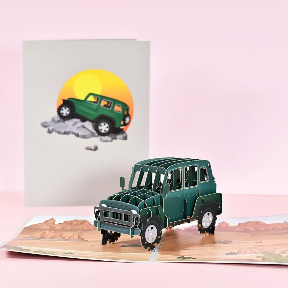 3D Pop Up Off Road Vehicle Card Adventure Theme Birthday Card For Father's Day Men Husband Dad Boyfriend Car Lovers
