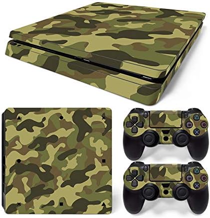 Mcbazel Vinyl Decal Protective Skin Cover Sticker for PS4 Slim Console & Controller (NOT for PS4 or PS4 Pro) - Green Camouflage