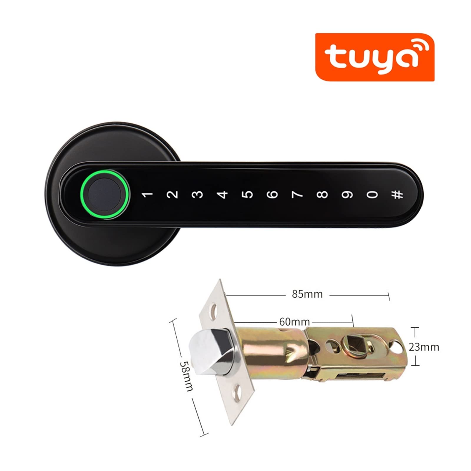 Smart Lock, Tuya Smartlife APP Bluetooth-kompatibles Fernbedienungs-Smart-Fingerabdruck-Biometrieschloss for Innentüren aus Holz und Metall,Langlebig(Single lock mortise)