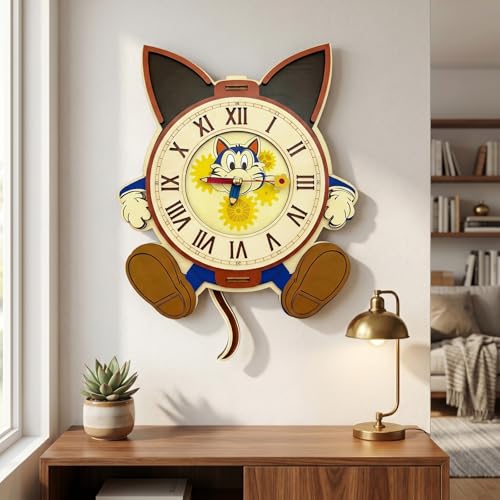 Hnyzlst Adult 3D Puzzle Mechanical Cat Colorful Design Clock Model Kit - DIY Wall Clock with Roman Numerals - Desk/Home Office Decor, Personalized Gift for DIY Enthusiasts — view 4