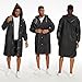 2-Pack Reusable Rain Ponchos for Adults - Hooded Raincoats for Women/Men with Drawstring (Black)
