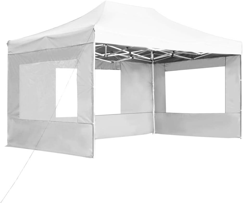Nyyi Garden Gazebos, Party Tent 4.5x3m Garden Gazebo Marquee Tent with Side Panels, Fully Waterproof, Powder Coated Aluminium Frame for Outdoor Wedding Garden Party, White