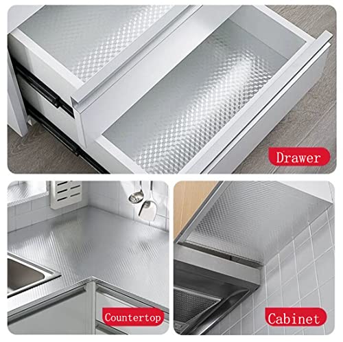 Beminh Kitchen Wallpaper Oil Proof Sticker Aluminum Foil Backsplash Self-Adhesive Contact Paper Cabinet Liner Waterproof and Heat Resistant Peel and Stick Wallpaper (15.7X197 Inches)