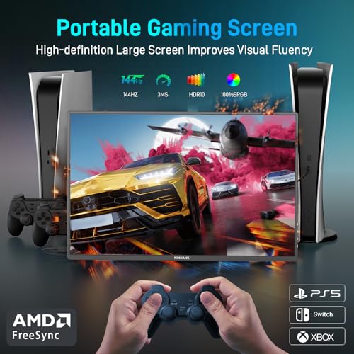 Image of 16'' 2.5K Portable Monitor, 144Hz 2560 * 1600P QHD HDR Freesync Gaming, USB-C HDMI External Second Screen for Laptop /PC /Mac /Phone /PS5 /Xbox /Switch