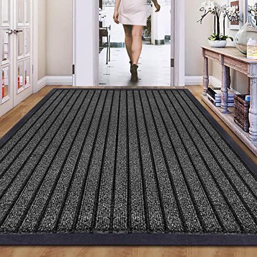 B&B Rubber Door Mats Outdoor Heavy Duty Waterproof Pvc Backing Non Slip Muddy Paws Dirt Grabber Barrier Washable Door Mat For Front Entrance Welcome Matt (45 x 75 cm - Medium Door Mat, Black)