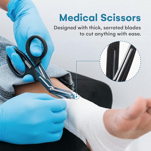 Image of Madison Supply Medical Scissors, EMT and Trauma Shears - 7.5 Inch Premium Quality Stainless Steel Bandage Scissors - Fluoride-Coated with Non-Stick Blades - 1 Pack (Black /Stainless)