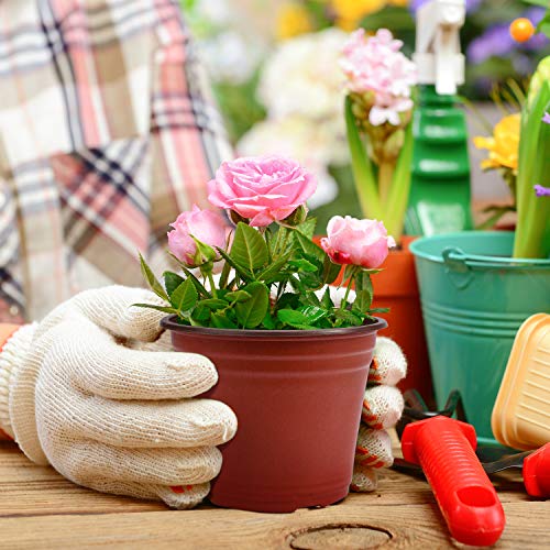 Delxo 50Pcs 6" Reusable Plastic Nursery Pots, Waterproof Planter Pots with Drain Holes, Indoor Seedling Starter Pots for Plants, Gardening, Red - Image 5