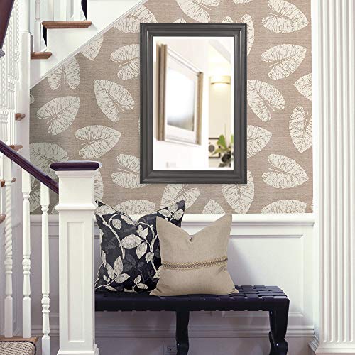 Image of Howard Elliott Collection George Rectangular Glossy Charcoal Wall Mirror, Rectangle Hanging Wood Framed Vanity Mirrors for Home Decor, Living Room, Bathroom, Bedroom, or Hallway, 24 x 36 Inch