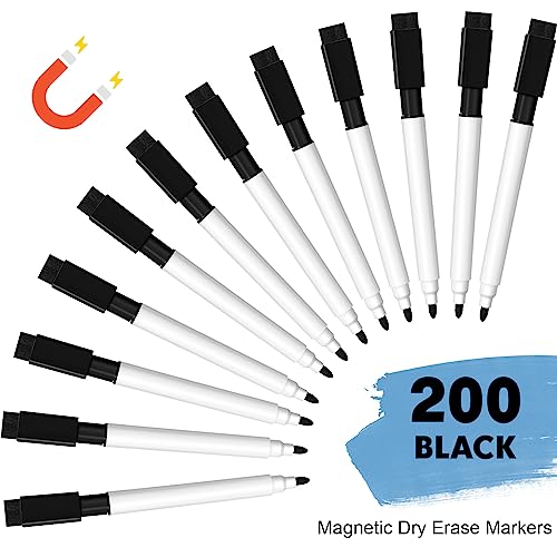 Image of Kosiz 200 Pcs Magnetic Dry Erase Markers, Black