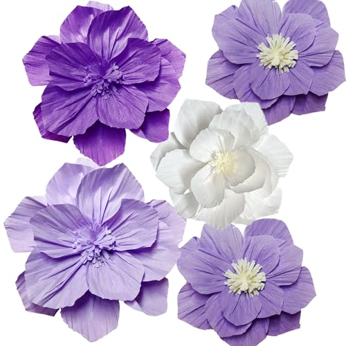 Purple Paper Flowers Set