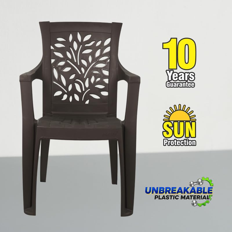Image of Plasto Chair Luxury, Brown | Comfortable Back Posture, Matt & Gloss Pattern, 150KG Capacity, Strong & Sturdy