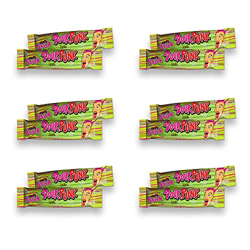 Image of Sour Punk Candy Sticks In Apple Flavor - Pack Of 12 (40G Each), Sweet & Sour Chewy Apple Candy | Party Treats Pack | Share With Friends And Family, Apple - 40 Gm