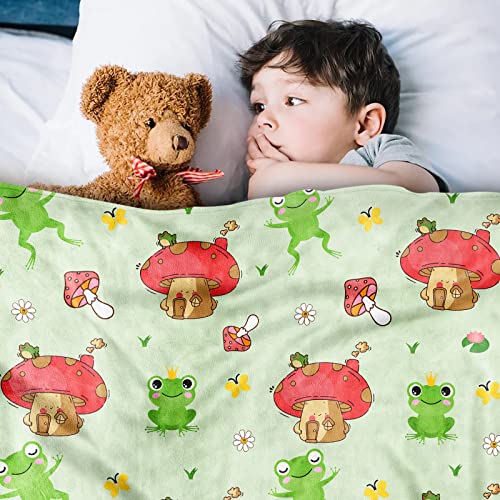 Sowide Mushroom Blanket, Cartoon Blanket Throw Gifts for Mushroom Lovers Soft Lightweight Mushroom Frog Flannel Blanket - Image 3