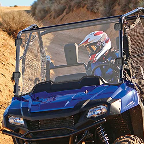 KEMIMOTO Full Front Windshield Compatible with Pioneer 700 700-4 2014-2025 UV Resistant 1/4 Clear Polycarbonate 95% Light Transmittance Minor Scratch Resistance Winscreen Windshield Accessories