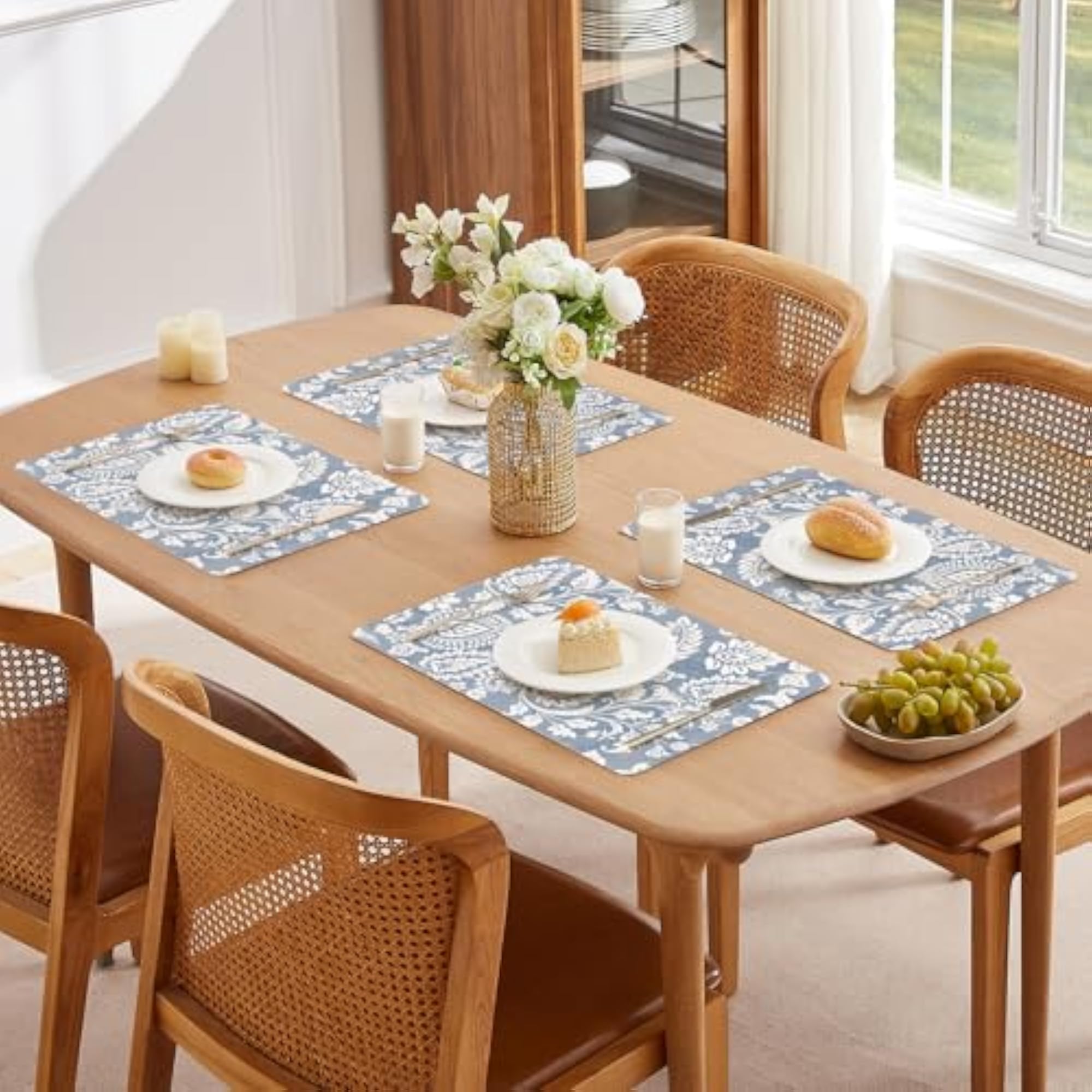 Faux Leather Placemats, Set of 6 for Dining