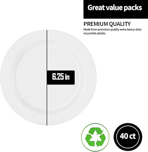 Miniatura 2 de Lillian Tablesettings Platos de plástico pesados de alta calidad como China. Platos de plástico para bodas y fiestas, 6.25 pulgadas, color