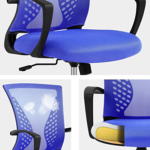 Home Office Chair Mesh Computer Chair Executive Mid Back Ergonomic Adjustable Desk Chair With Lumbar Armrest Support Modern Rolling Swivel Chair For Women&Men Adult #TOP2