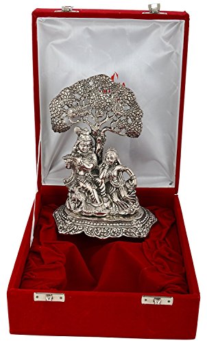 Image of Lavanaya Silver Presents: Silver Plated Radha Krishna God Idol Statue | Showpiece with Premium Gift Box - Perfect for Marriage Anniversary, Wedding, Housewarming, and Birthday Gifting