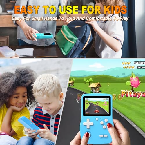 32 Bit Handheld Games for Kids Preloaded 139 Video Games, Portable Video Gaming Player with 3.0″ IPS Screen and Rechargeable Battery, Mini Travel Games Electronic Gifts Toys for Boys Girls, Blue