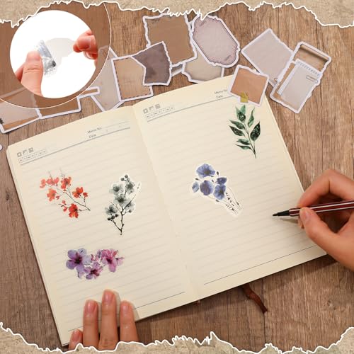 Conjunto sortido de 64 folhas de papel texturizado e tecido de malha, 50 adesivos de scrapbook de fl