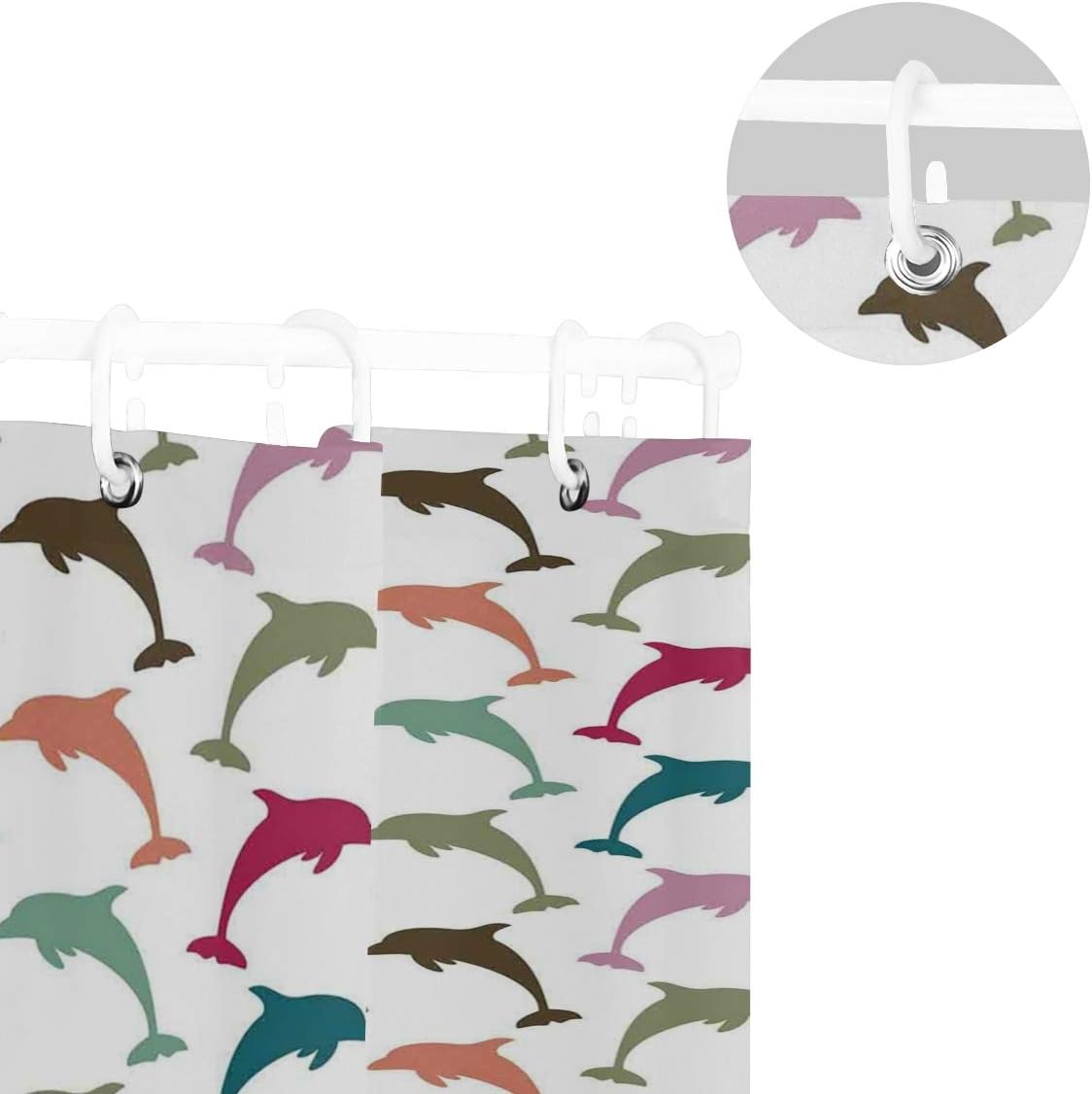 Amazon Patinisa 防水シャワーカーテン 白地にカラフルなイルカの数字海洋海洋動物のイラスト 浴室 目隠し 間仕切り取付簡単 カーテンリング付属 おしゃれ バスカーテン 180ｘ180cm シャワーカーテン ホーム キッチン オンライン通販