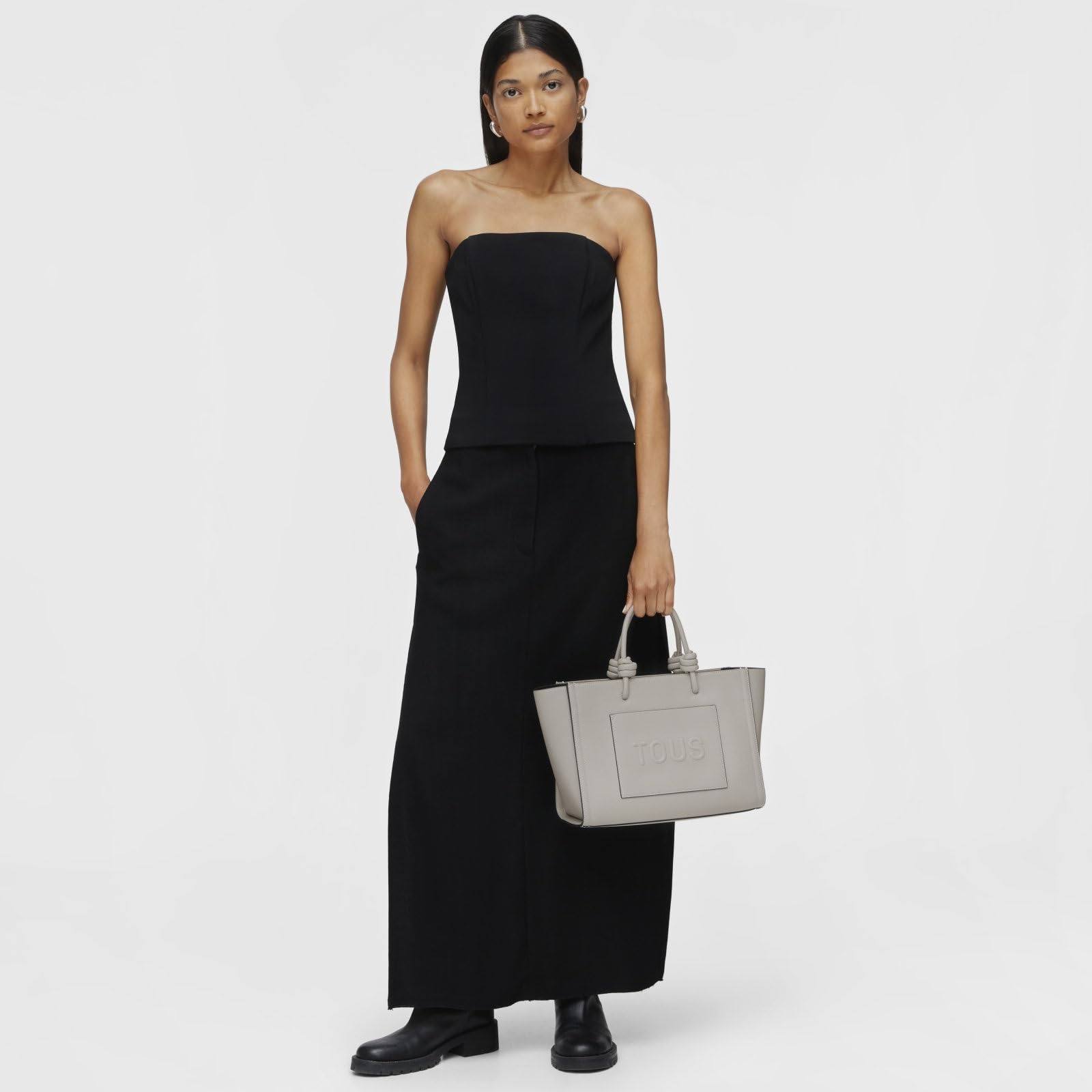 TOUS Shopper Mediano Amaya Gris, Para Mujer, Medidas 23 x 31 x 16 cm, Colección Tous La Rue New