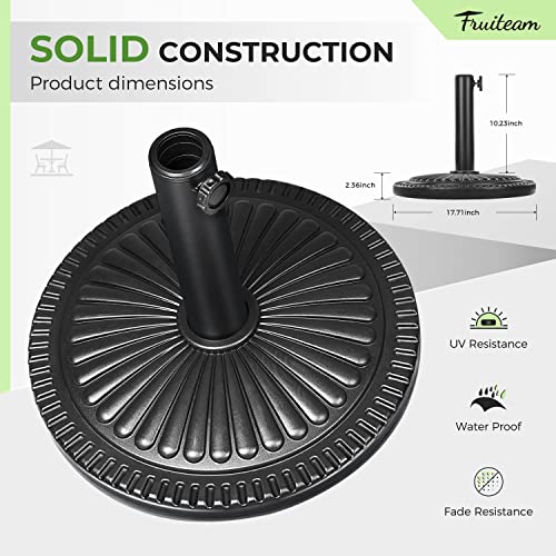 Fruiteam 22-Lbs Outdoor Umbrella Base 15" Round Table Umbrella Stand Base, Weather-Resistant Patio Market Umbrella Holder For Yard/Garden/Deck-Shine Black #TOP1
